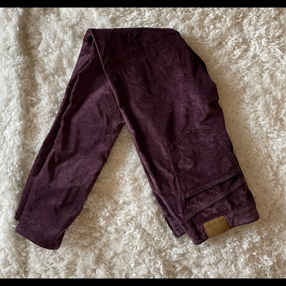 Plum velvet skinny pants from American Eagle size 8-extra long